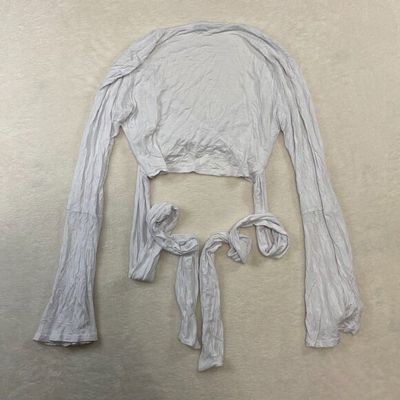 Nasty Gal White Crop Top Long Sleeves Size 10 - Picture 5 of 8